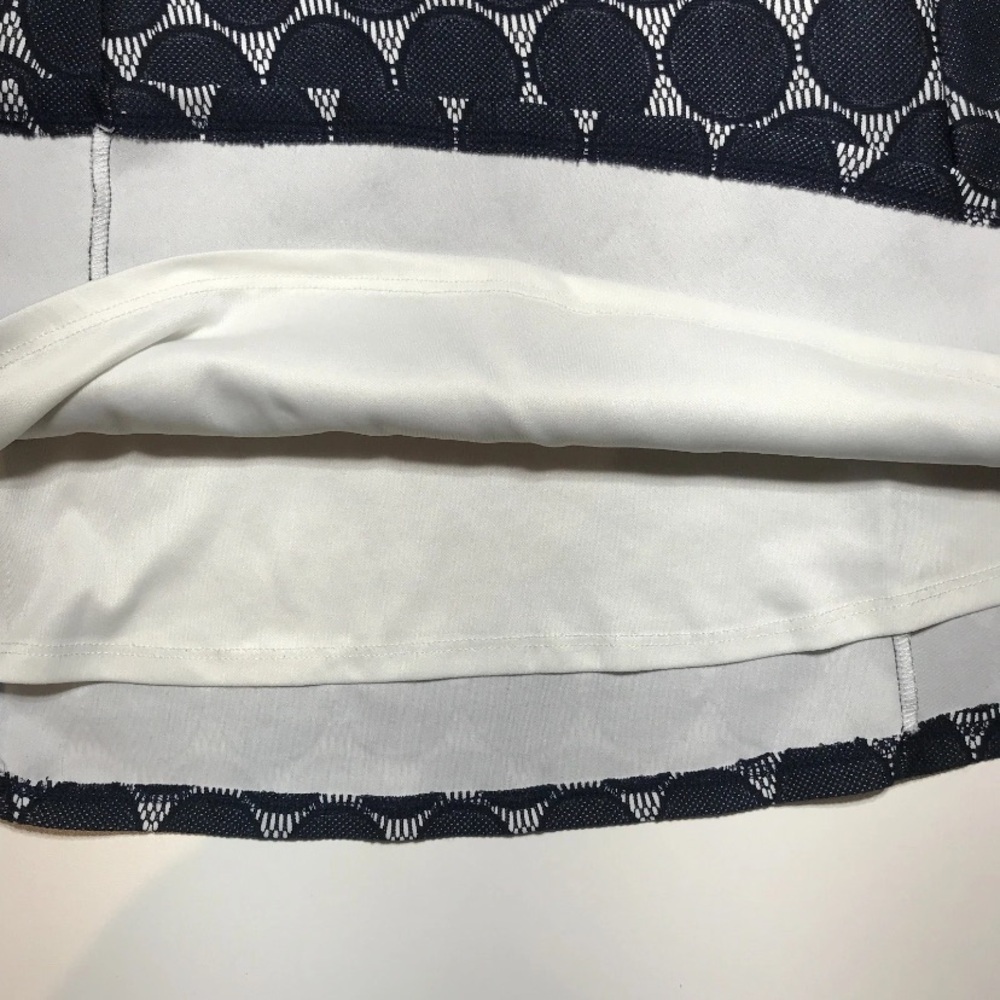 Renee C. Navy and White Circle Pattern A-Line Skirt - Picture 7 of 7